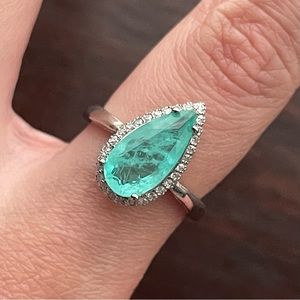 Ocean Blue Tear Drop Ring